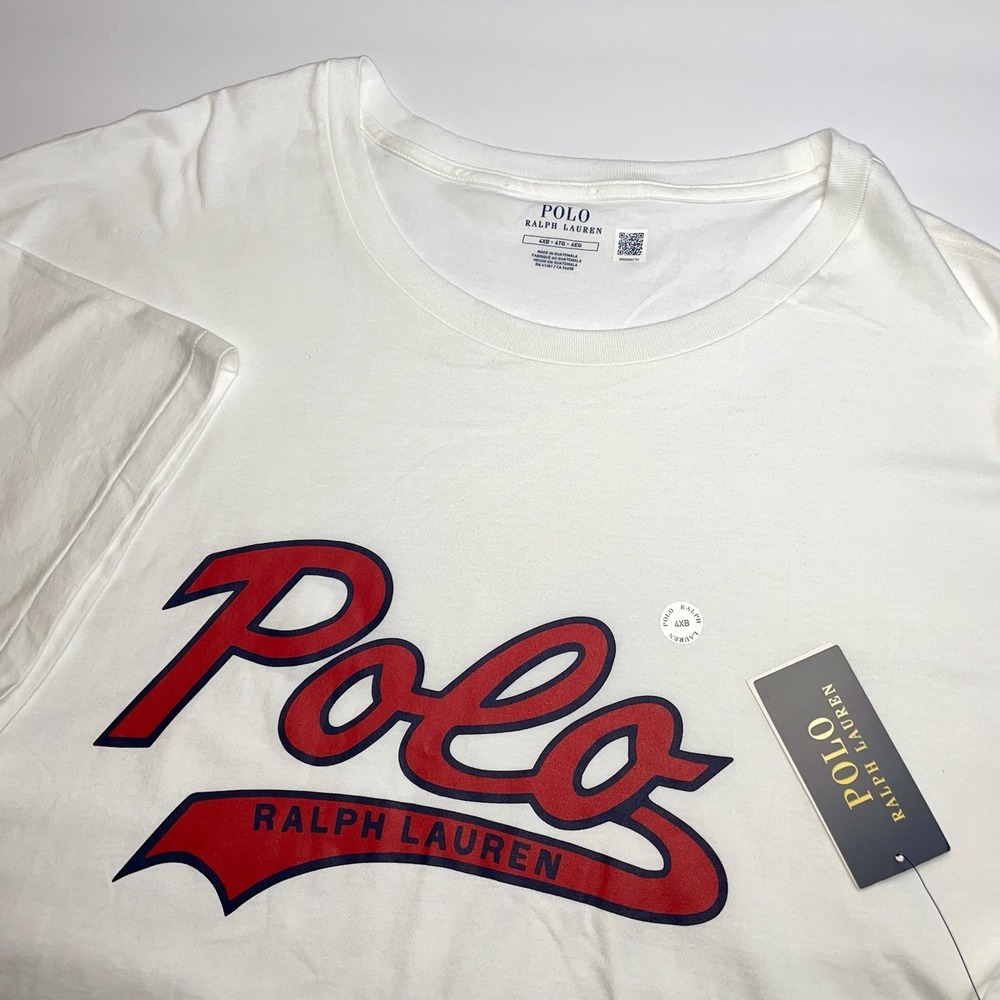 NEW Polo Ralph Lauren T-Shirt Mens 4XB Big White Graphic Logo Short Sleeve